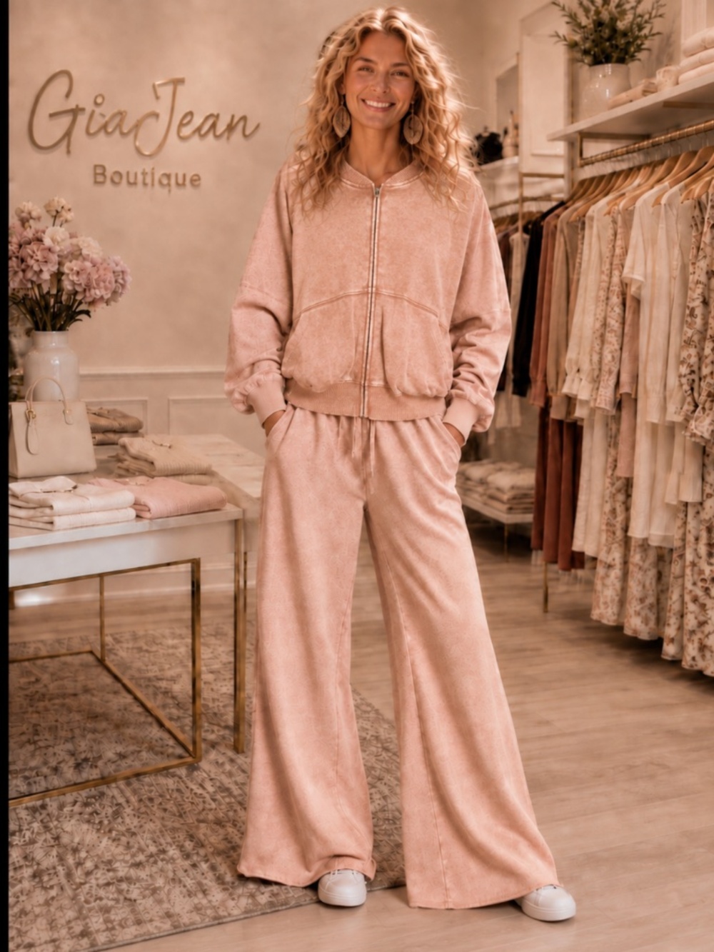 ❤️ ZENANA “ COURTNEY “ ZENANA TWO PIECE ACID WASH SWEAT SUIT SET 29 - Picture 2 of 3